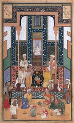 Sadi Visit to an Indian Temple, Miniature from a Bustan (The Orchard) by Sadi